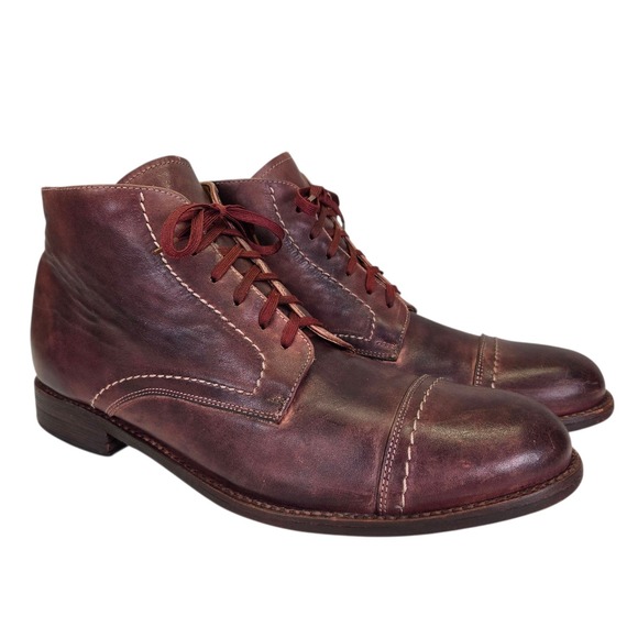 Bed|Stu Cobbler Series Men's 13 Brown Leather Distressed Look Ankle Boots - Picture 1 of 15